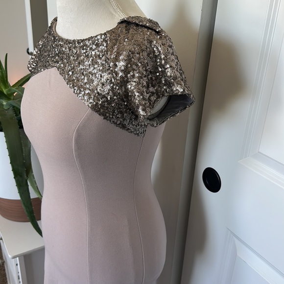 Women’s formal fitted grey sequin dress - Picture 7 of 10
